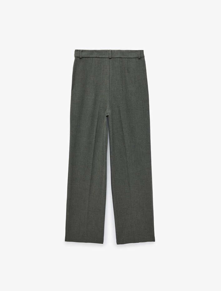  Viskon Karışımlı Normal Bel Cepli Straight Fit Pantolon