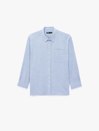 Pamuklu Düğmeli Yaka Oversize Uzun Kollu Oxford Gömlek
