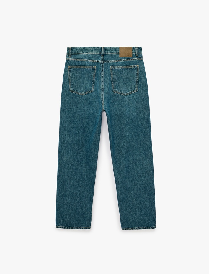  Normal Bel Rahat Kalıp Pamuklu Cepli Baggy Jean Pantolon
