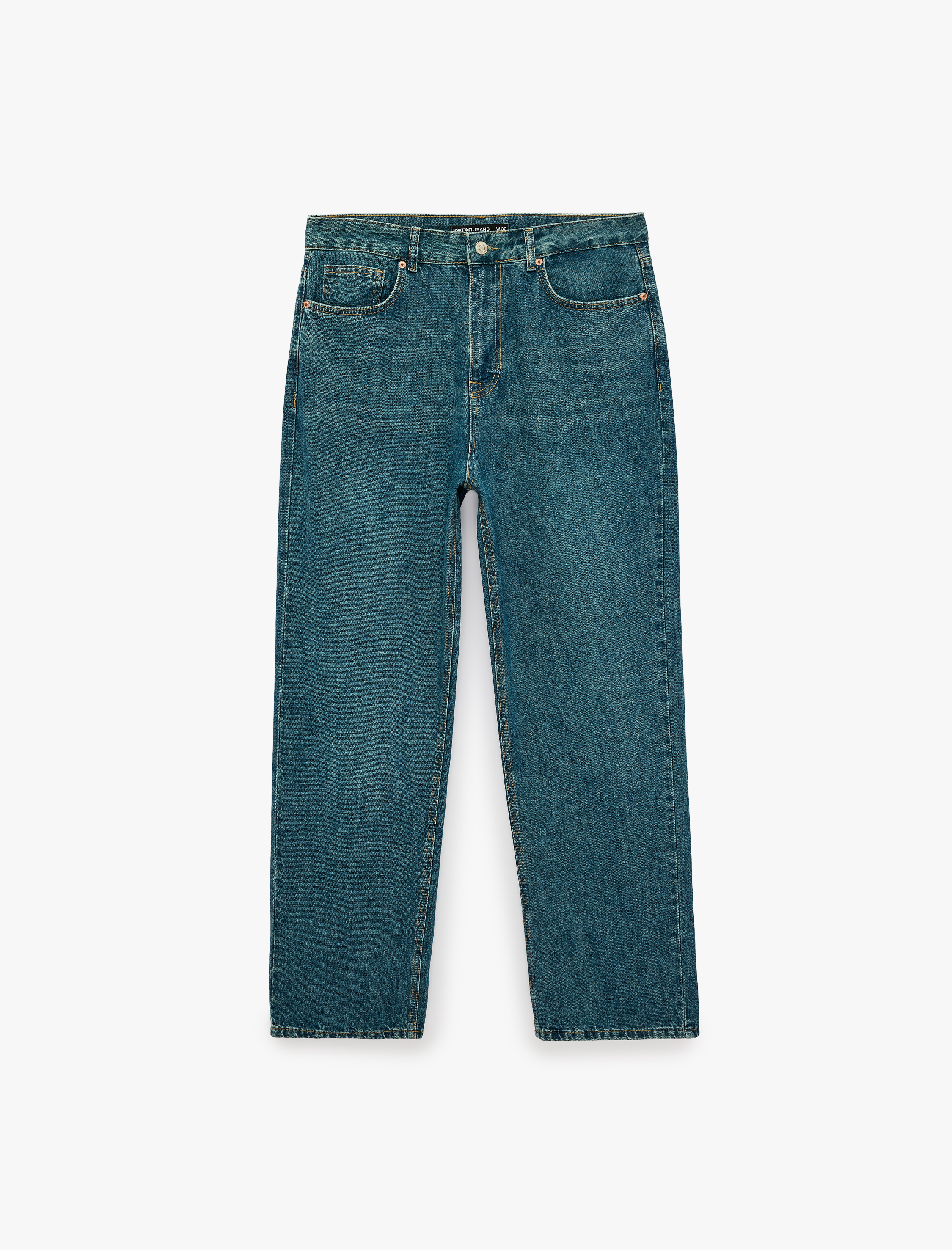   Normal Bel Rahat Kalıp Pamuklu Cepli Baggy Jean Pantolon