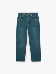 Normal Bel Rahat Kalıp Pamuklu Cepli Baggy Jean Pantolon
