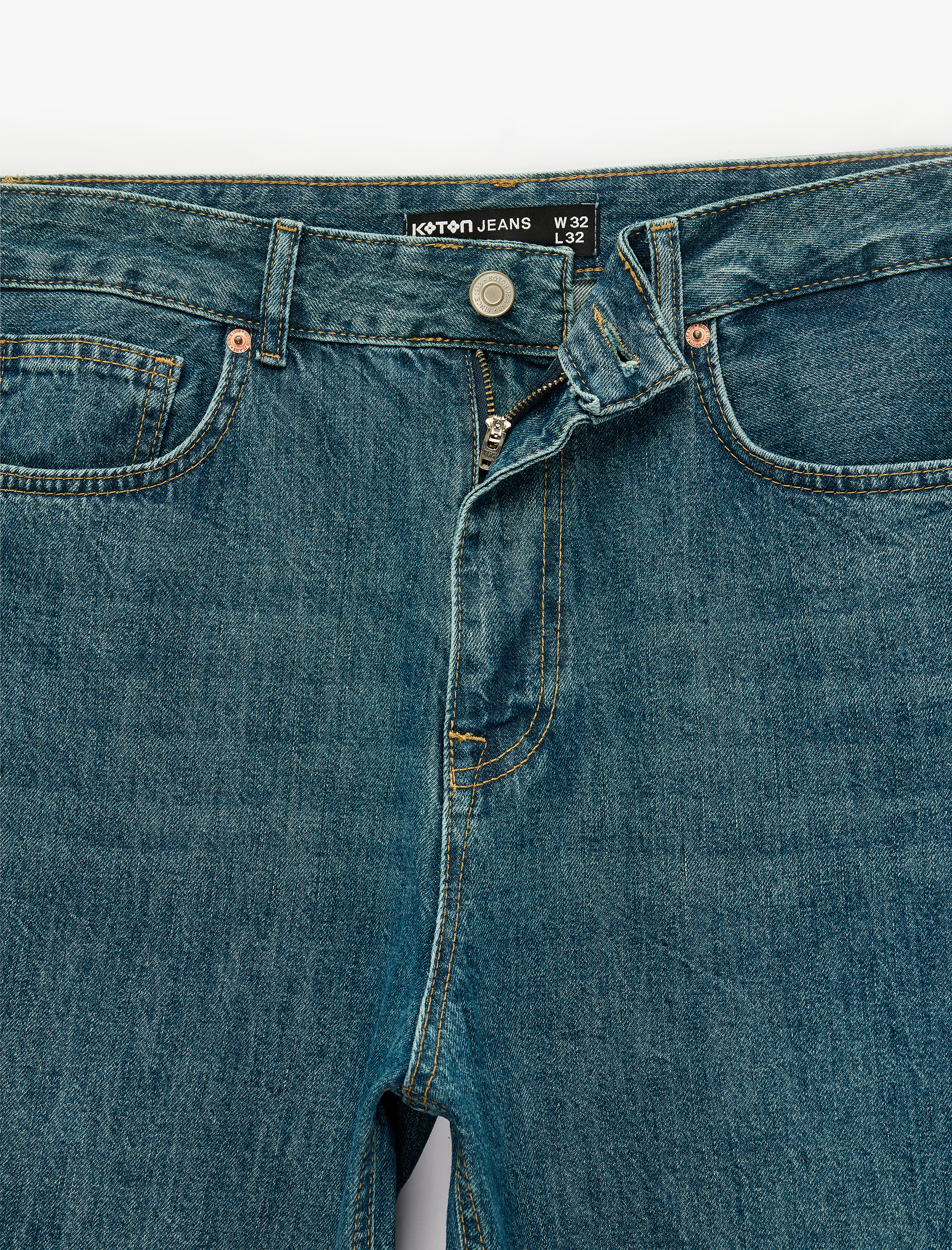   Normal Bel Rahat Kalıp Pamuklu Cepli Baggy Jean Pantolon