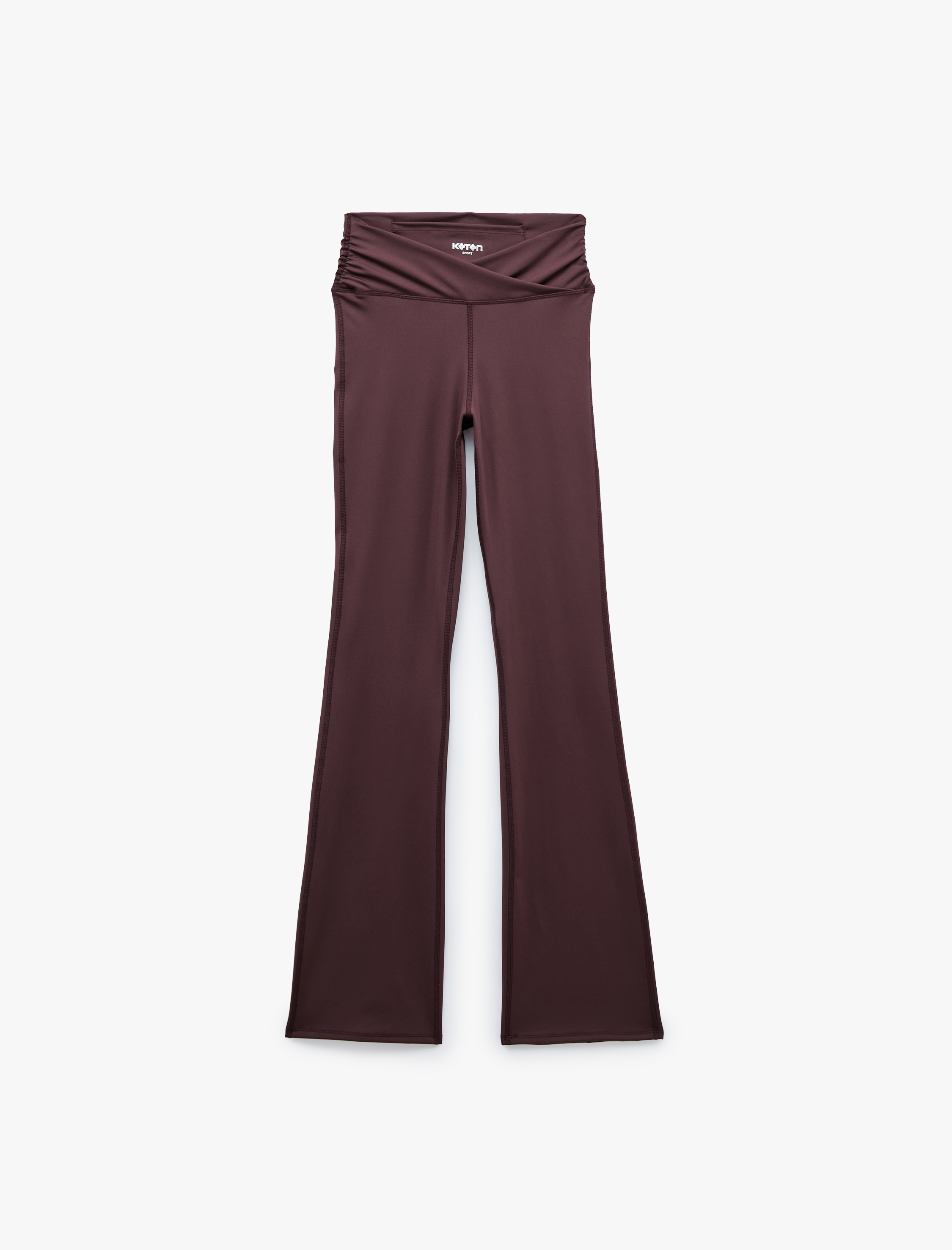   Slim Fit Yüksek Bel Büzgülü İspanyol Paça Spor Tayt