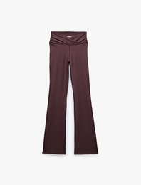 Slim Fit Yüksek Bel Büzgülü İspanyol Paça Spor Tayt