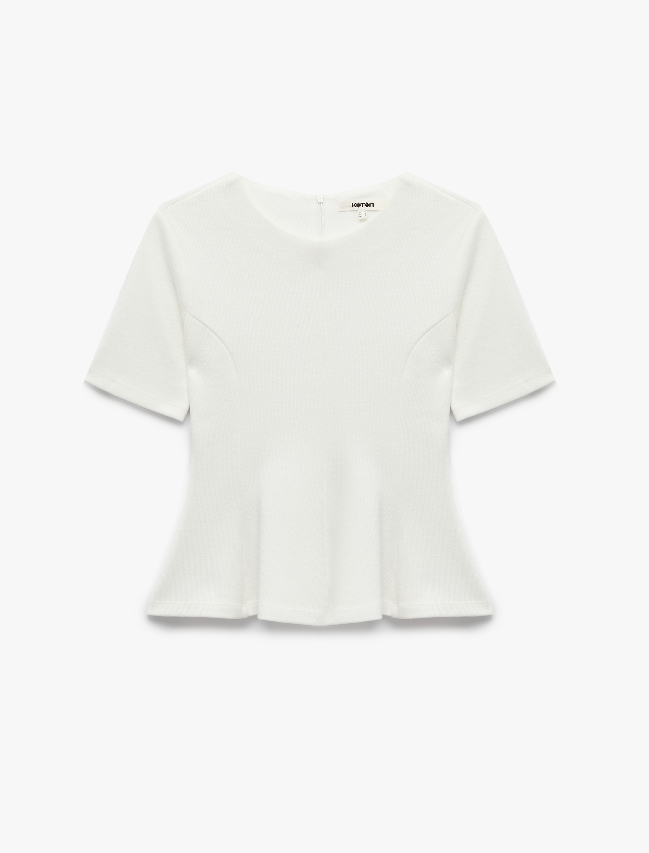   Slim Fit Bisiklet Yaka Kısa Kollu Peplum Bluz