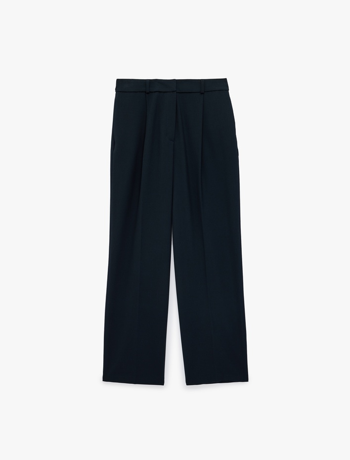  Viskon Karışımlı Normal Bel Cepli Straight Fit Pantolon