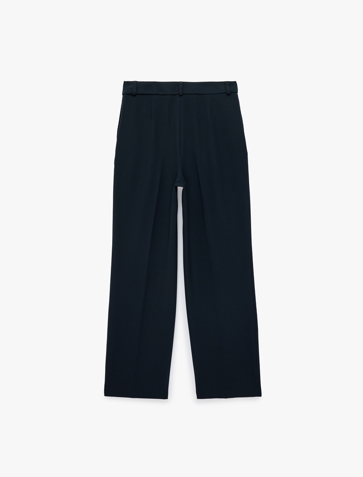  Viskon Karışımlı Normal Bel Cepli Straight Fit Pantolon