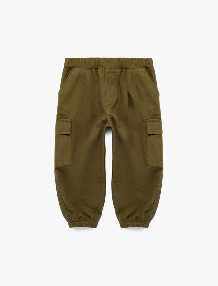 Erkek Bebek Cep Detaylı Rahat Kesim Pamuklu Gabardin Jogger Kargo Pantolon