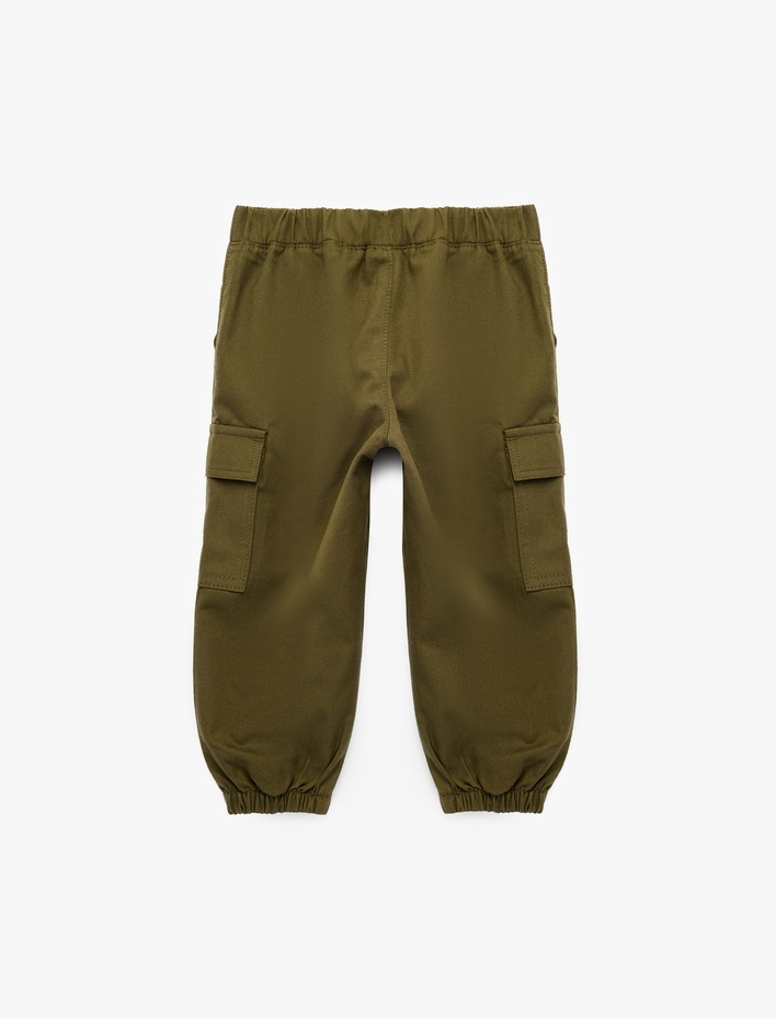 Erkek Bebek Cep Detaylı Rahat Kesim Pamuklu Gabardin Jogger Kargo Pantolon