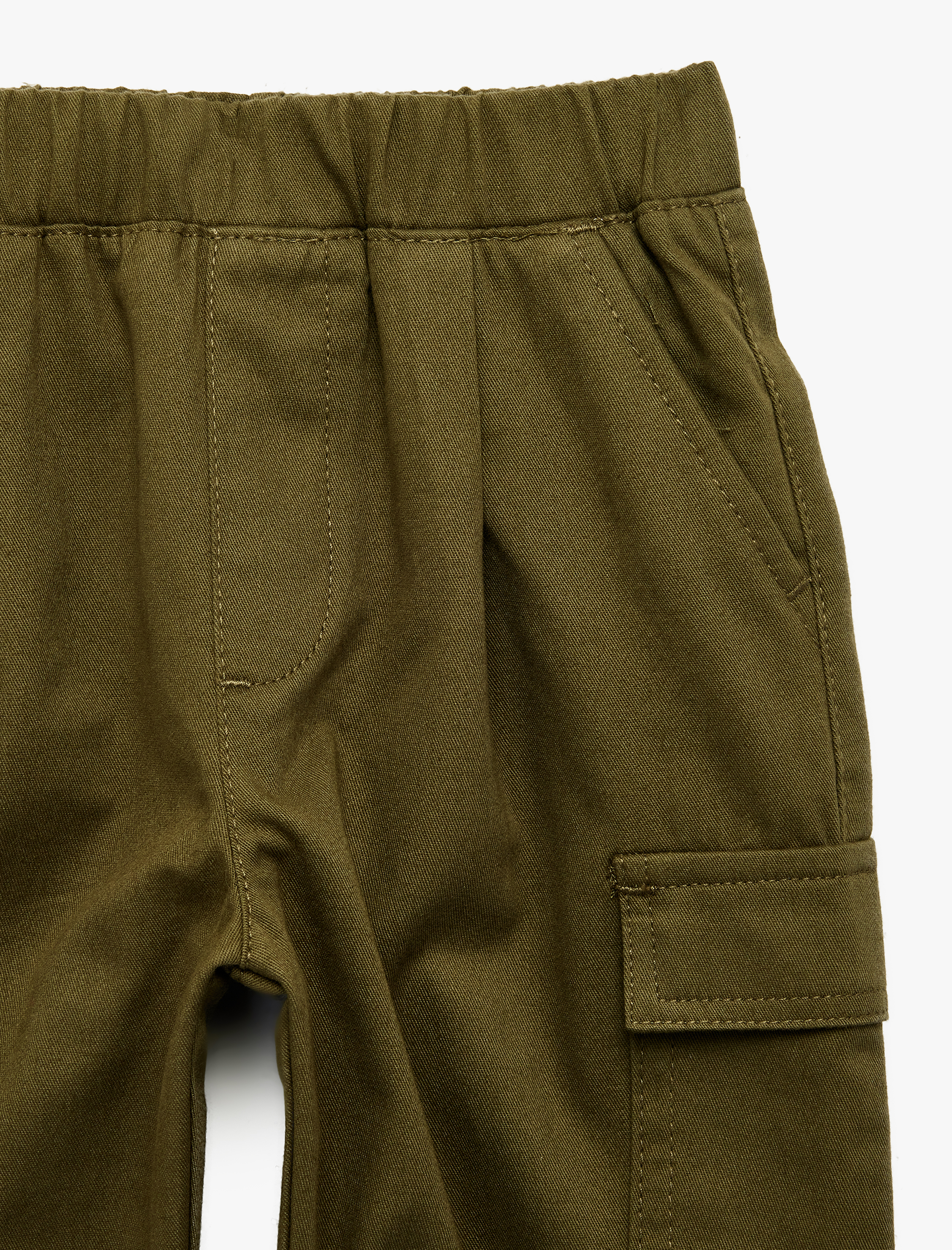  Erkek Bebek Cep Detaylı Rahat Kesim Pamuklu Gabardin Jogger Kargo Pantolon
