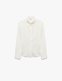Klasik Yaka Poplin Slim Fit Pamuklu Uzun Kollu Gömlek