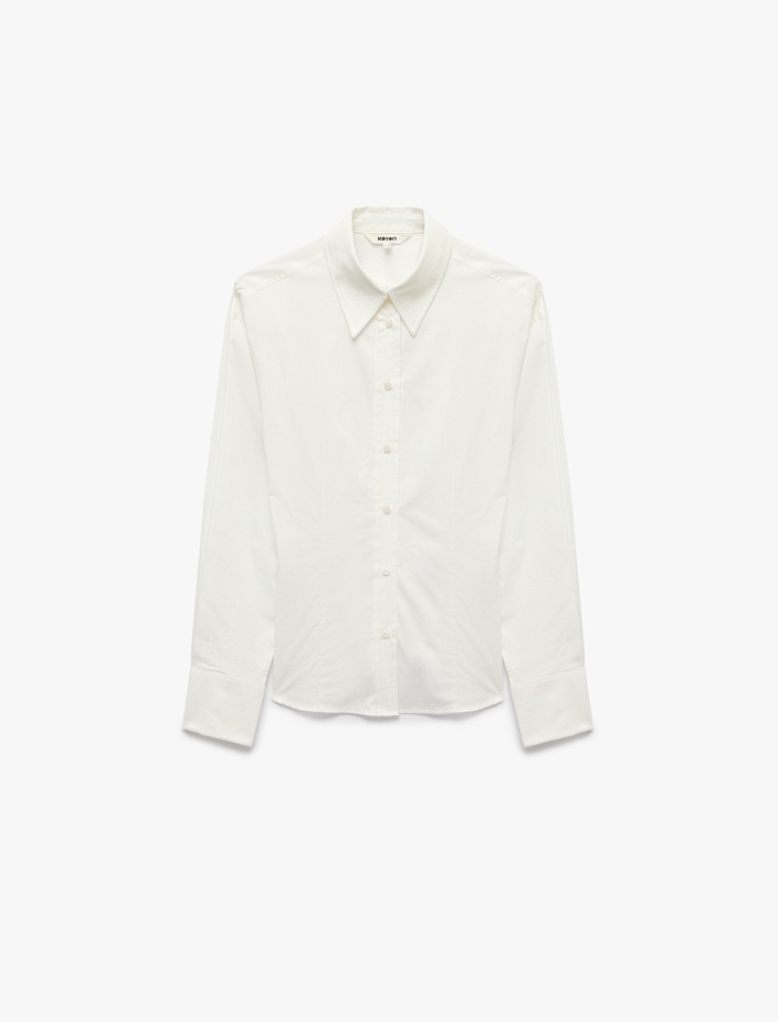 Klasik Yaka Poplin Slim Fit Pamuklu Uzun Kollu Gömlek