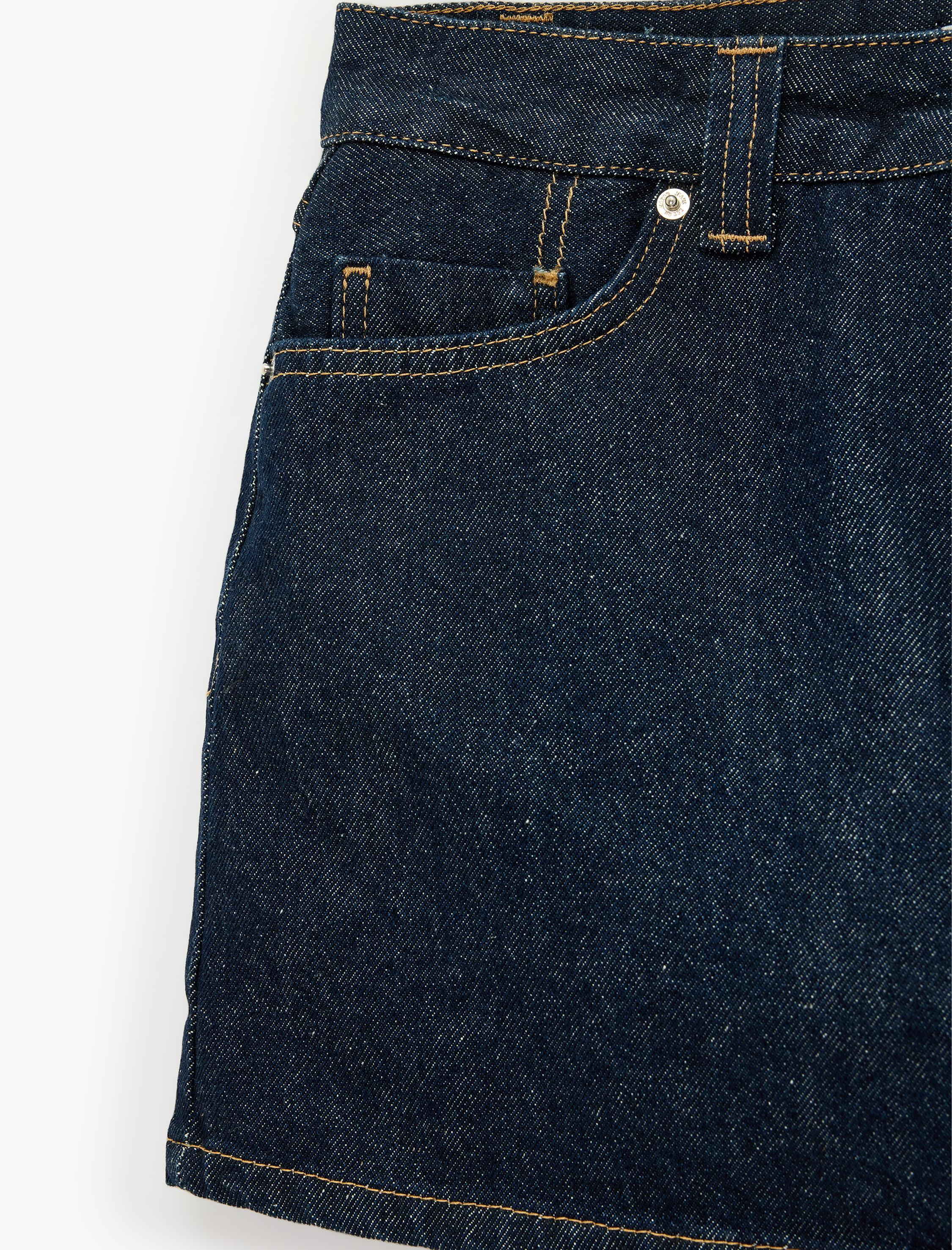   Normal Bel Cepli Pamuklu Mini Denim Şort Etek