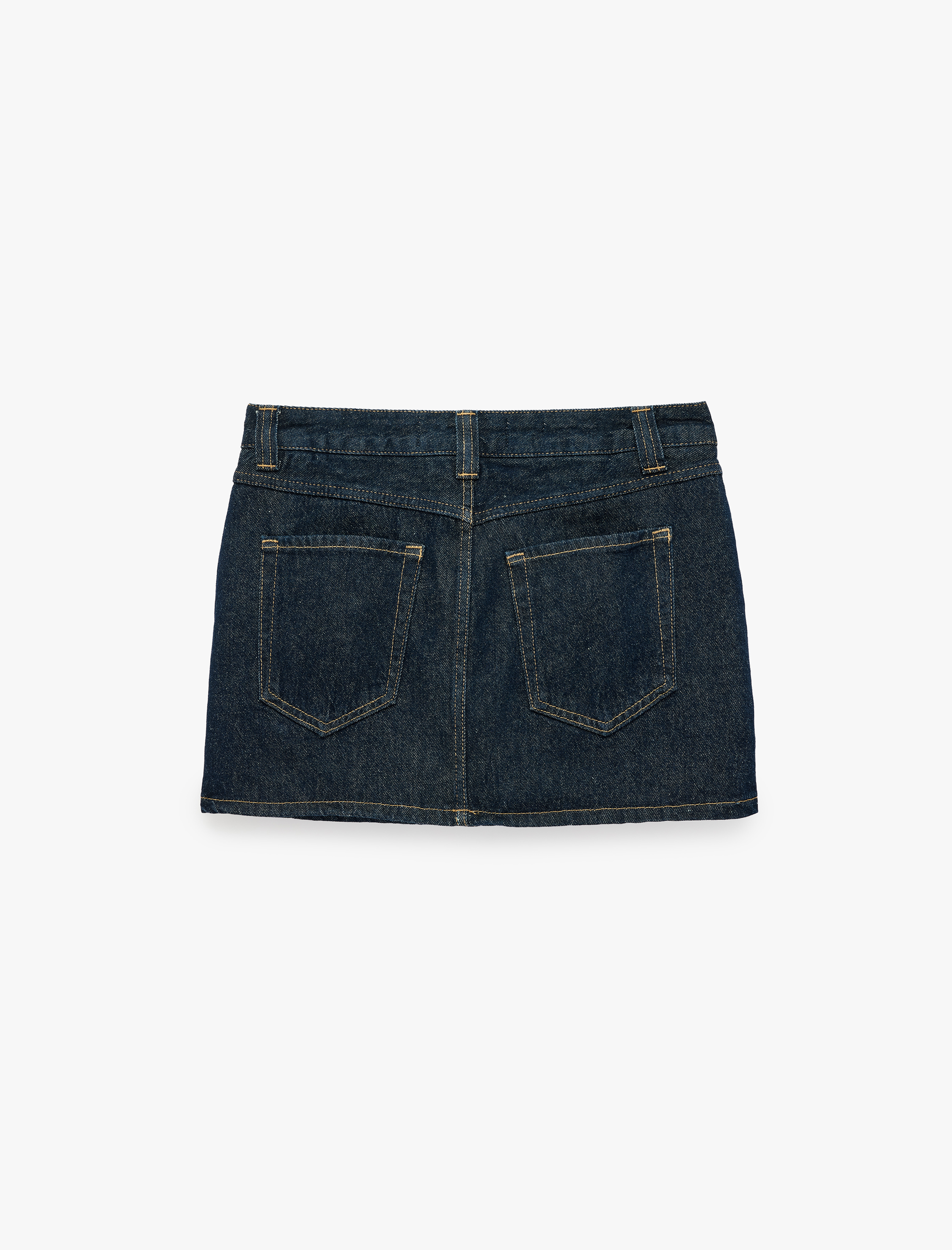   Normal Bel Cepli Pamuklu Mini Denim Şort Etek