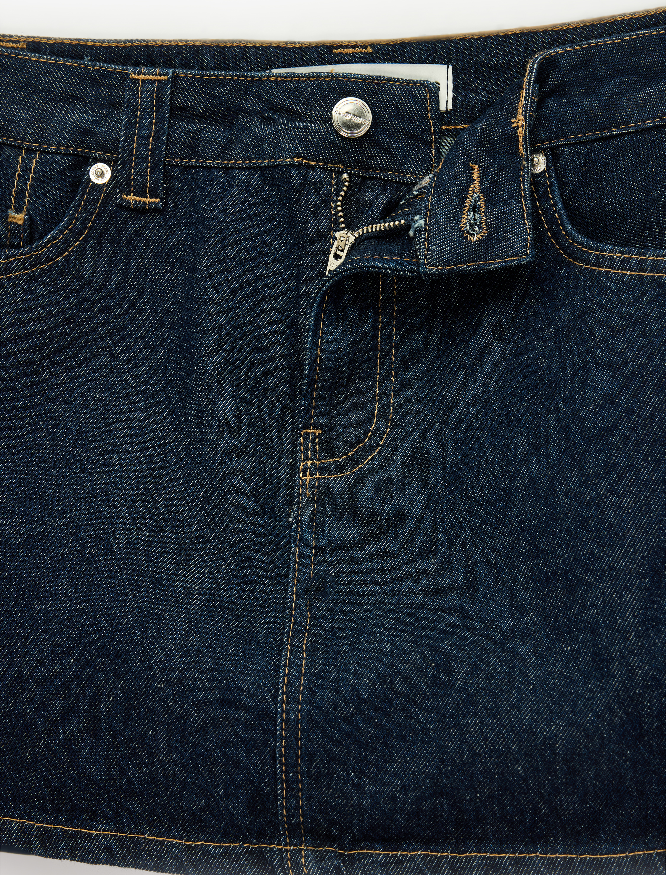   Normal Bel Cepli Pamuklu Mini Denim Şort Etek