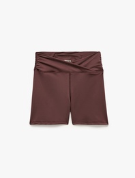 Yüksek Bel Büzgülü Skinny Fit Spor Biker Tayt