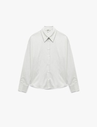 Klasik Yaka Slim Fit Çizgili Uzun Kollu Gömlek