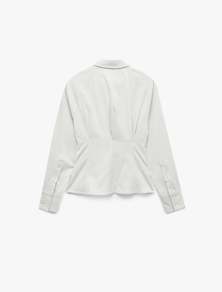  Klasik Yaka Slim Fit Çizgili Uzun Kollu Gömlek