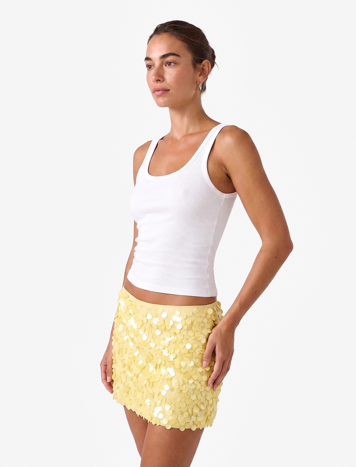  Pullu Payetli A Kesim Slim Fit Mini Abiye Etek