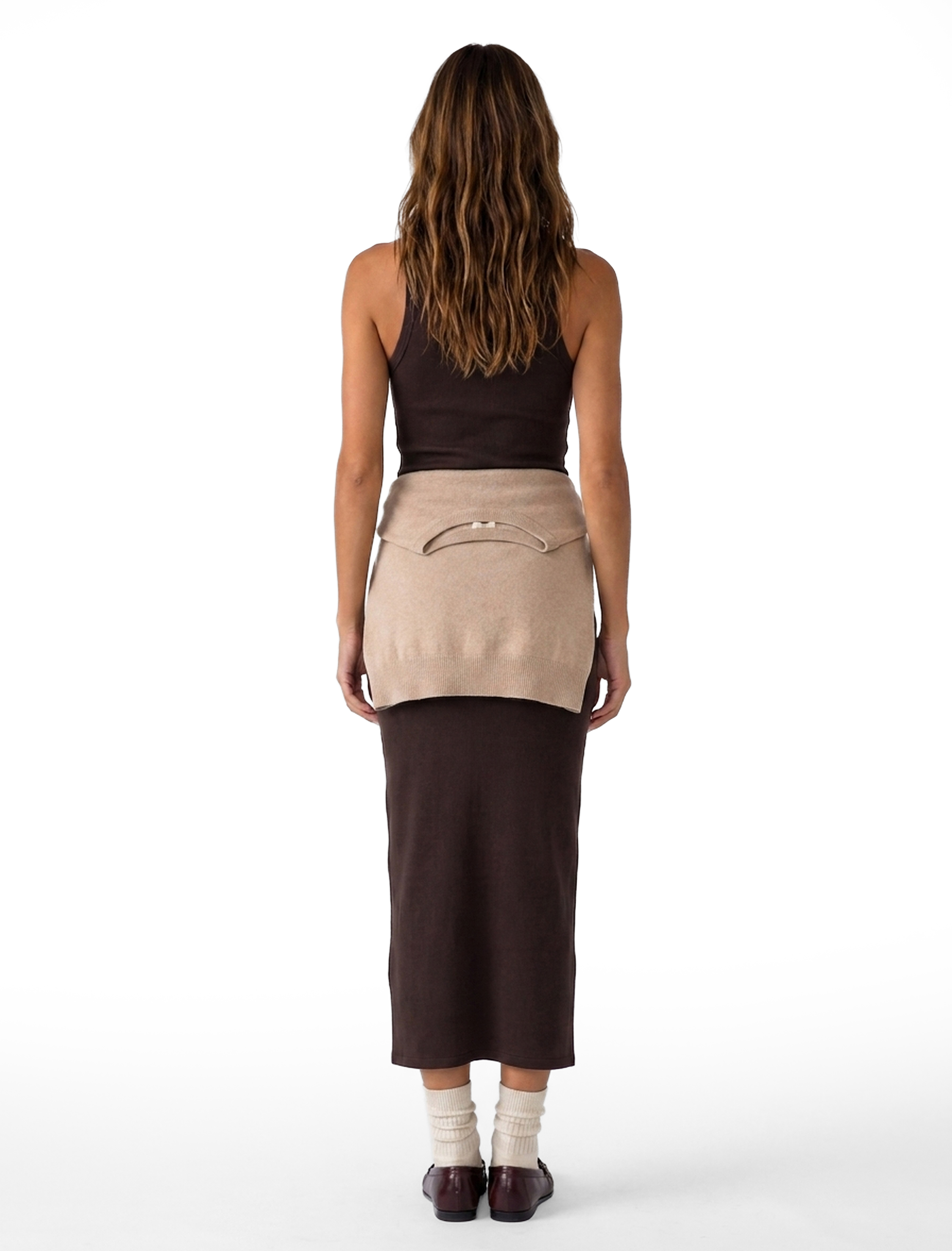   Kaşkorse Pamuklu Slim Fit Bisiklet Yaka Kolsuz Fitilli Bodycon Midi Elbise
