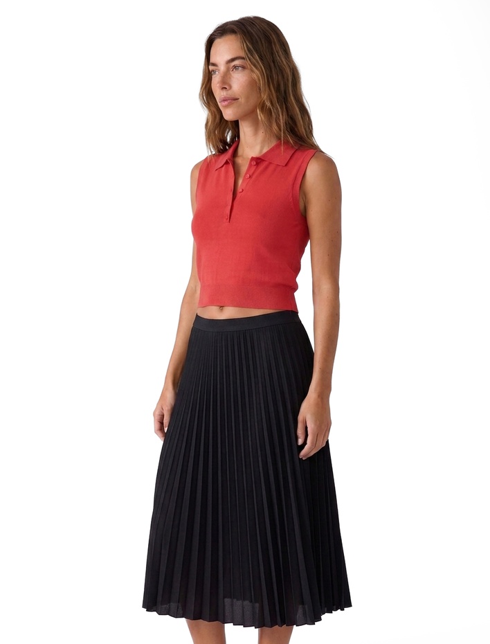  Krep Kumaş İnce Pileli Midi Etek