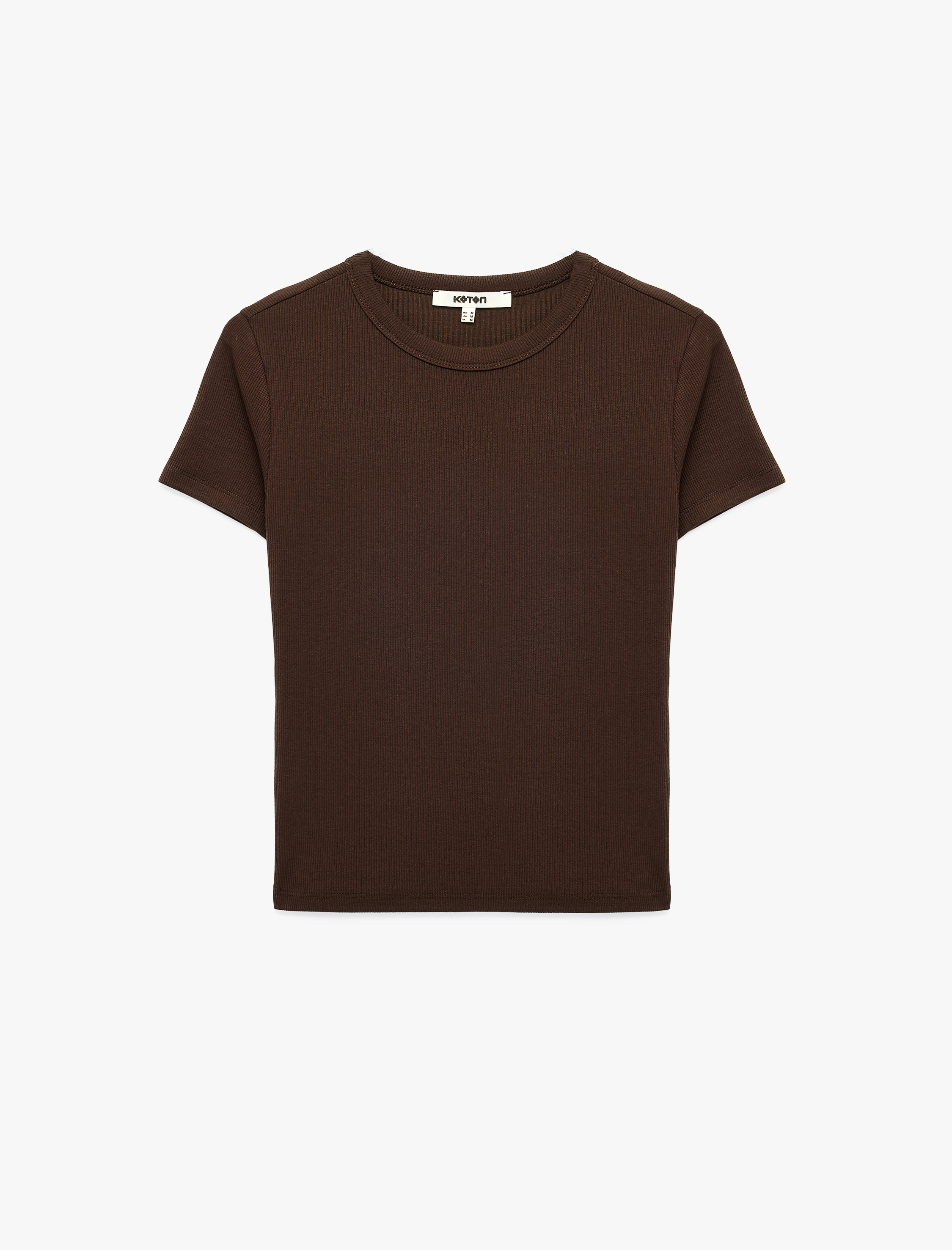   Slim Fit Kısa Kollu Bisiklet Yaka Pamuklu Fitilli Basic Tişört