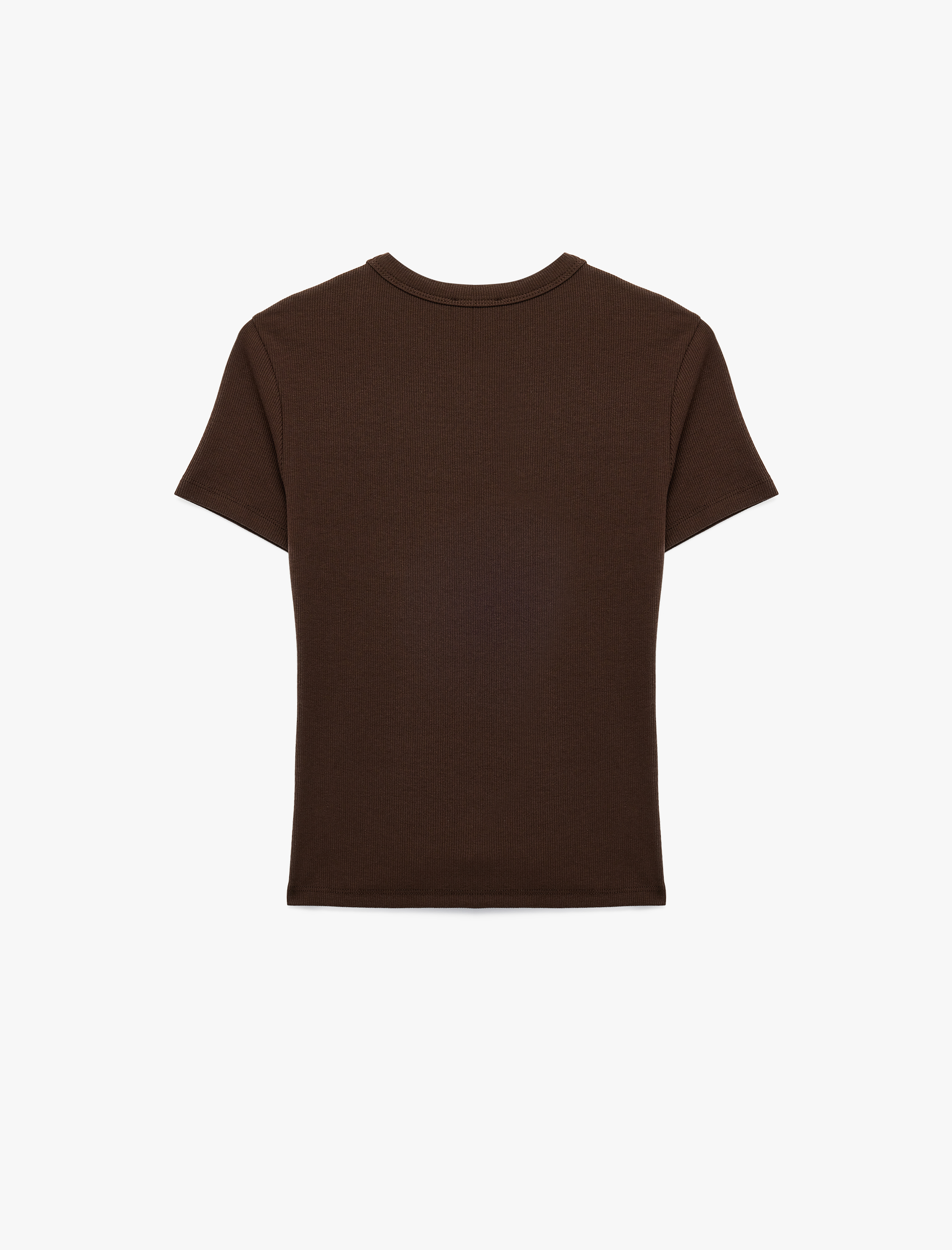   Slim Fit Kısa Kollu Bisiklet Yaka Pamuklu Fitilli Basic Tişört