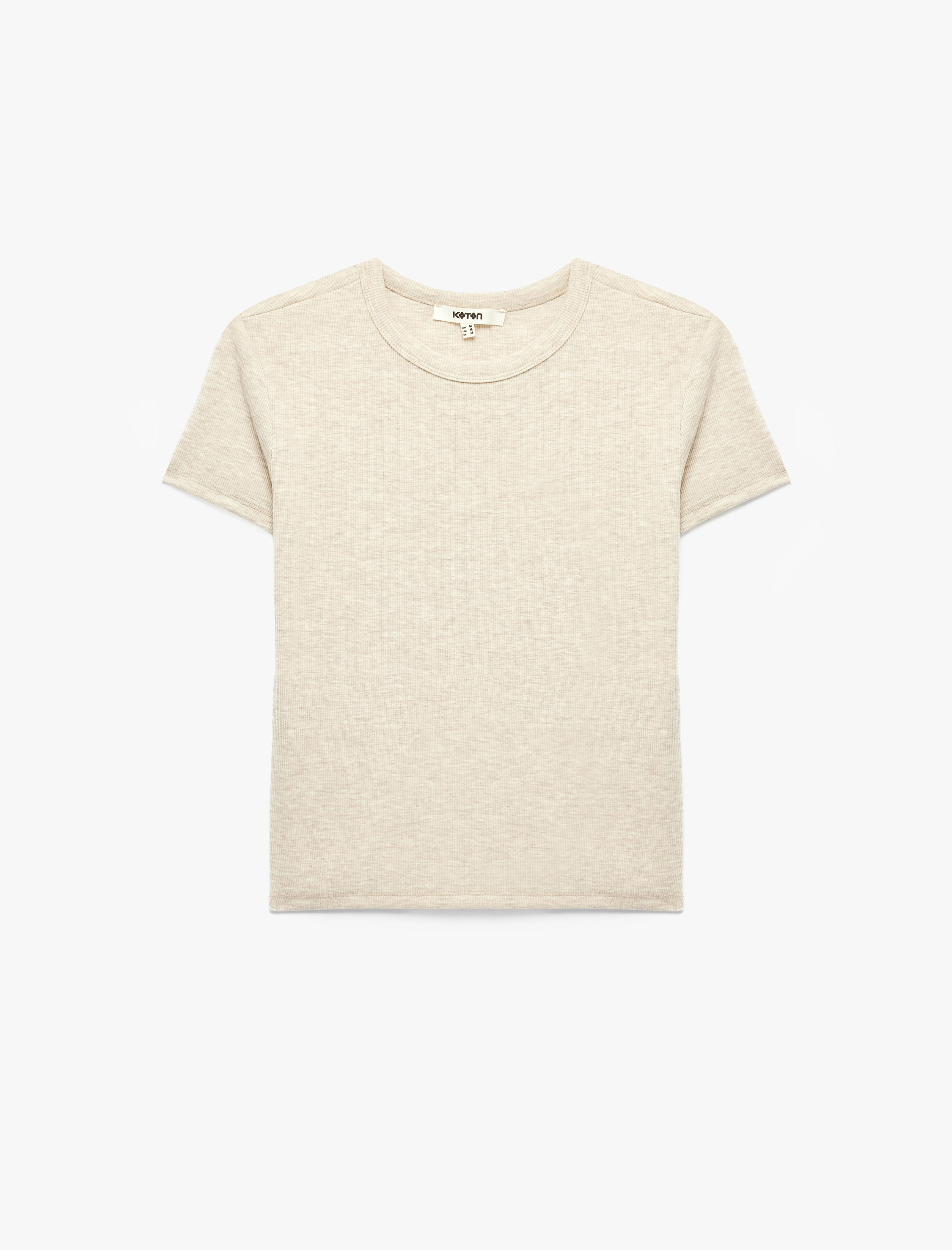   Slim Fit Kısa Kollu Bisiklet Yaka Pamuklu Fitilli Basic Tişört