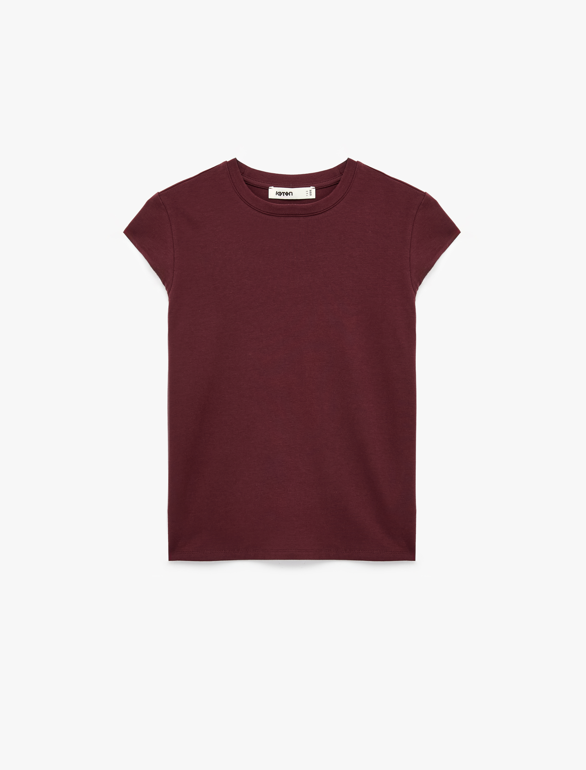   Pamuklu Regular Fit Kap Kollu Bisiklet Yaka Basic Tişört