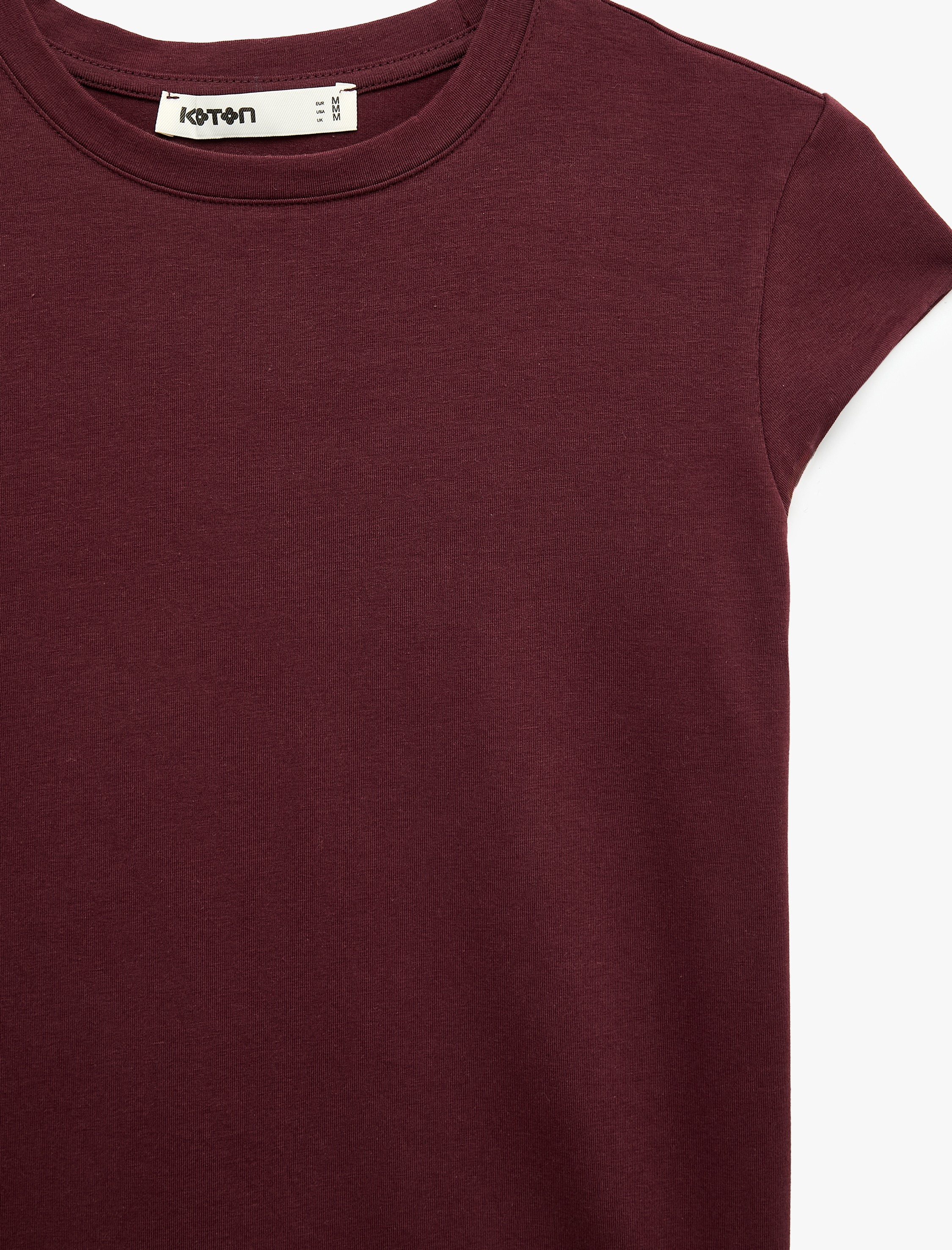   Pamuklu Regular Fit Kap Kollu Bisiklet Yaka Basic Tişört