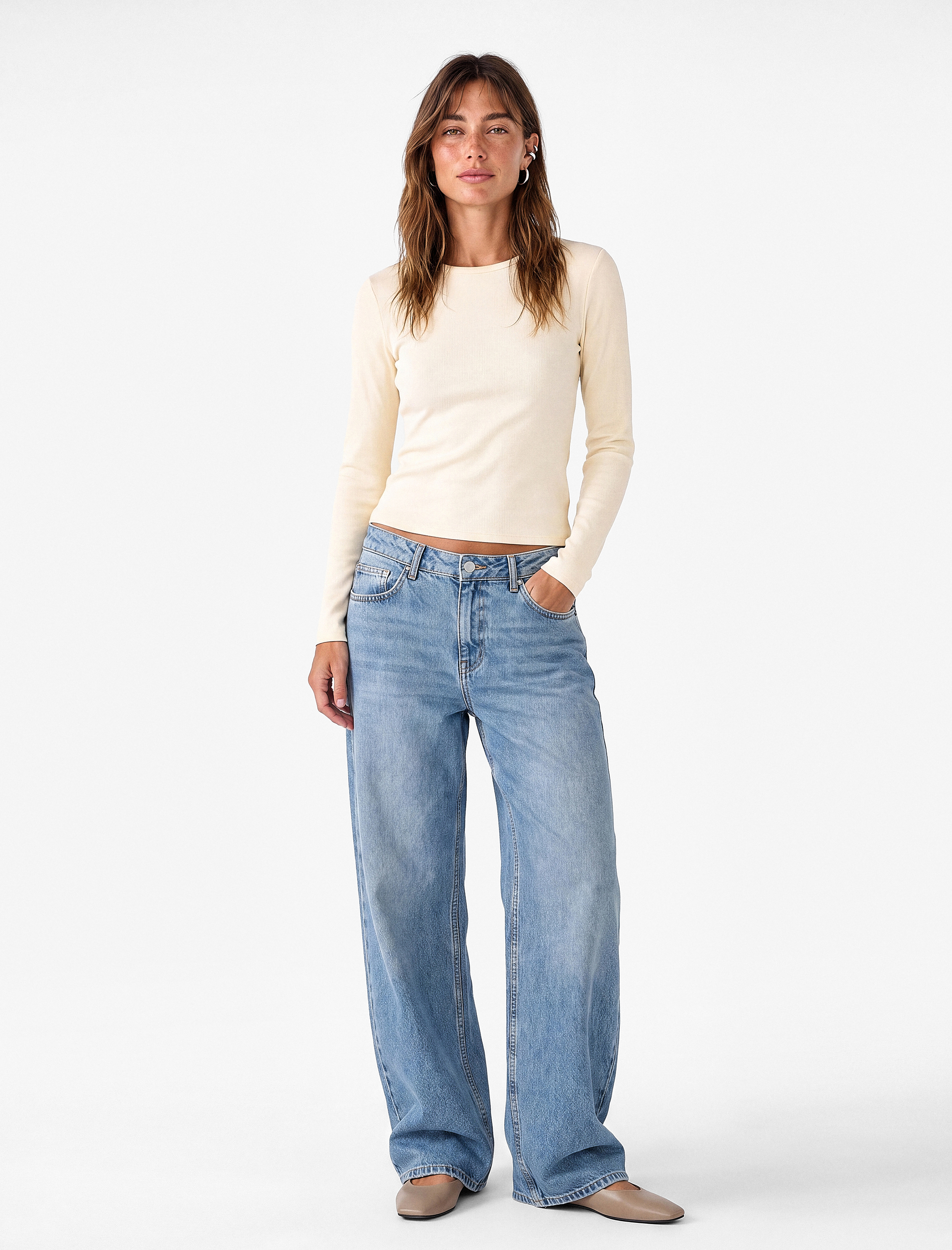   Modal Kumaş Slim Fit Bisiklet Yaka Uzun Kollu Tişört