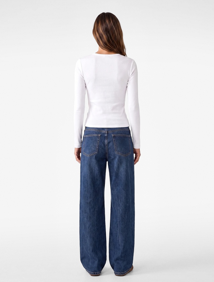  Modal Kumaş Slim Fit Bisiklet Yaka Uzun Kollu Tişört
