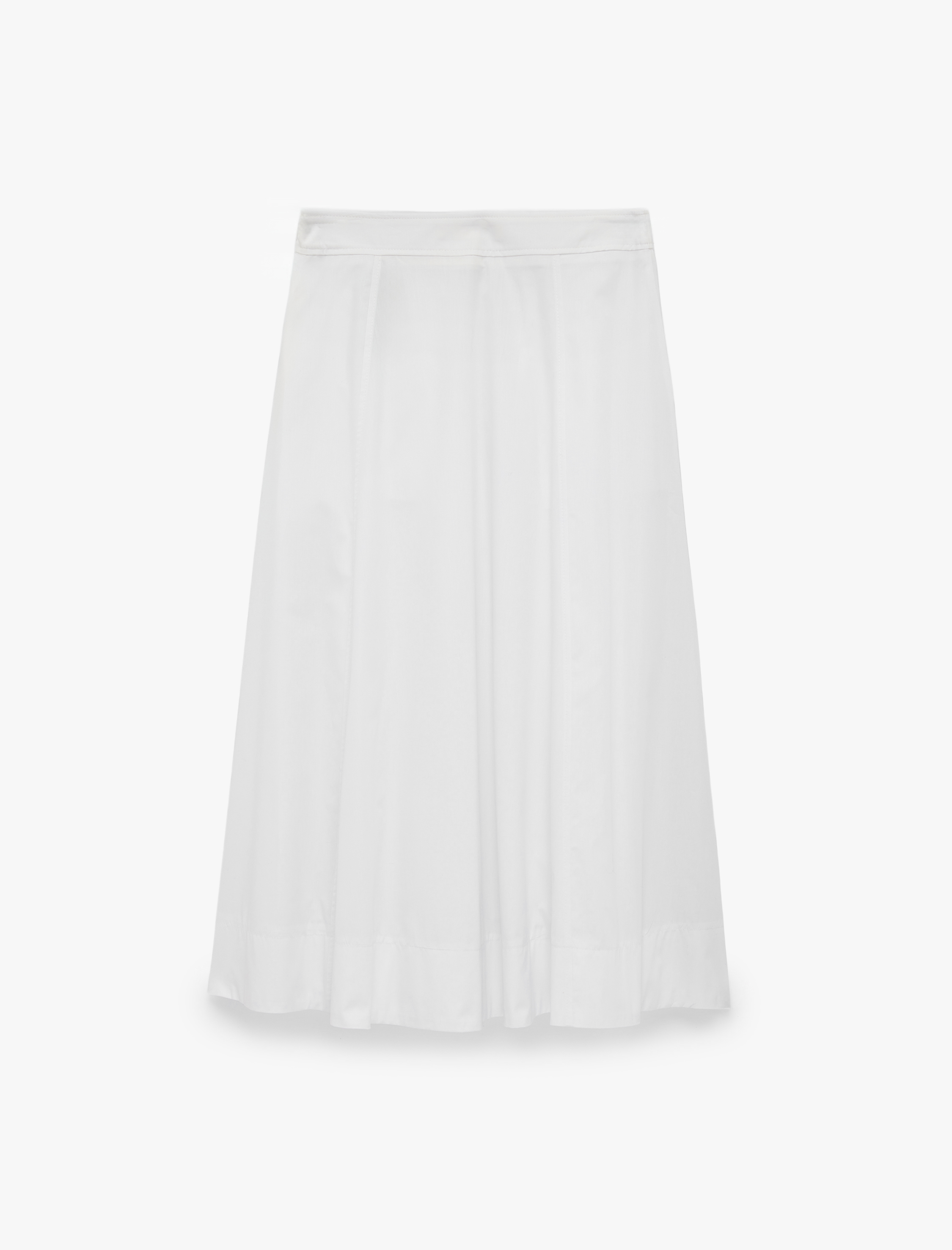  Pamuklu Pileli Poplin Midi Kloş Etek