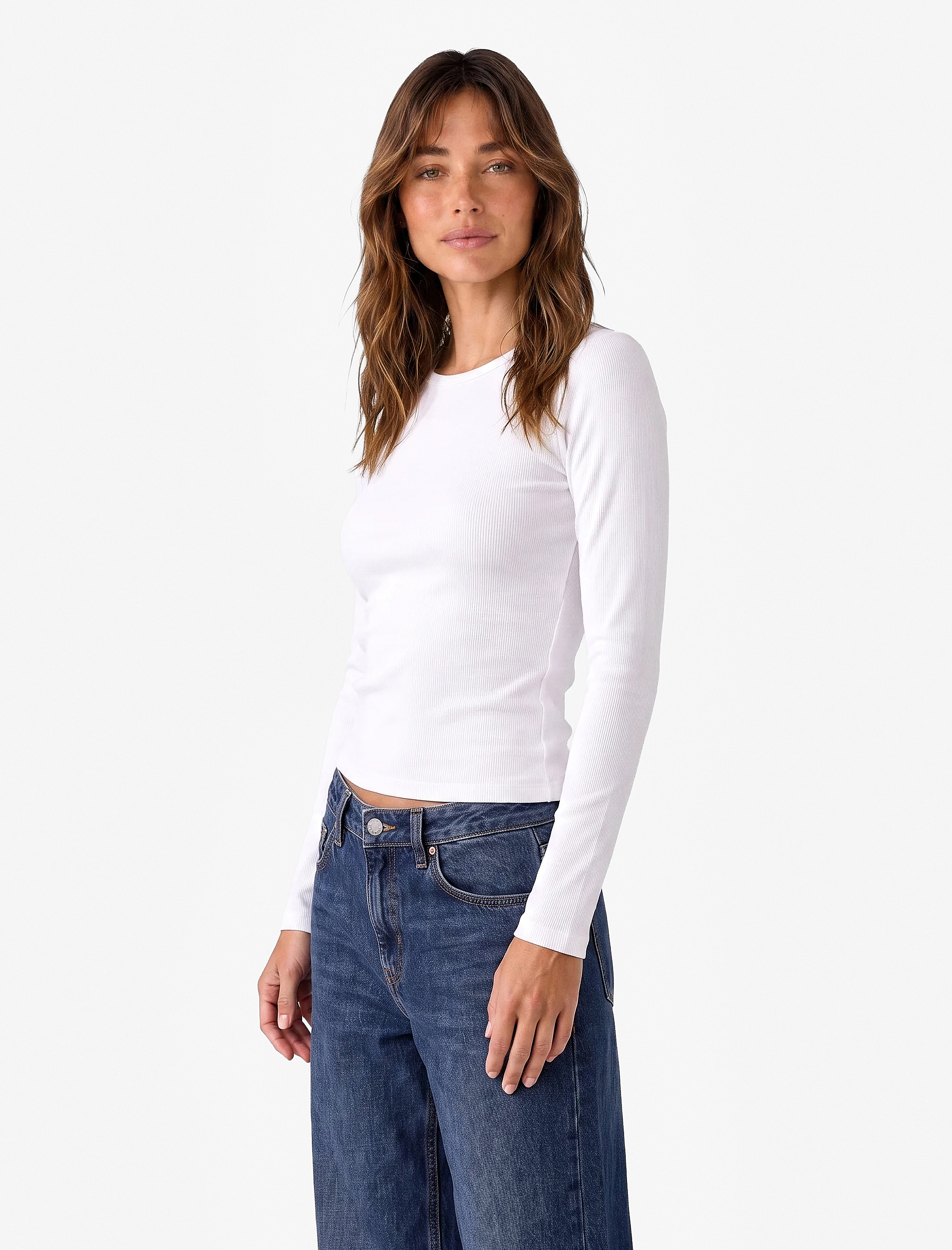   Modal Kumaş Slim Fit Bisiklet Yaka Uzun Kollu Tişört