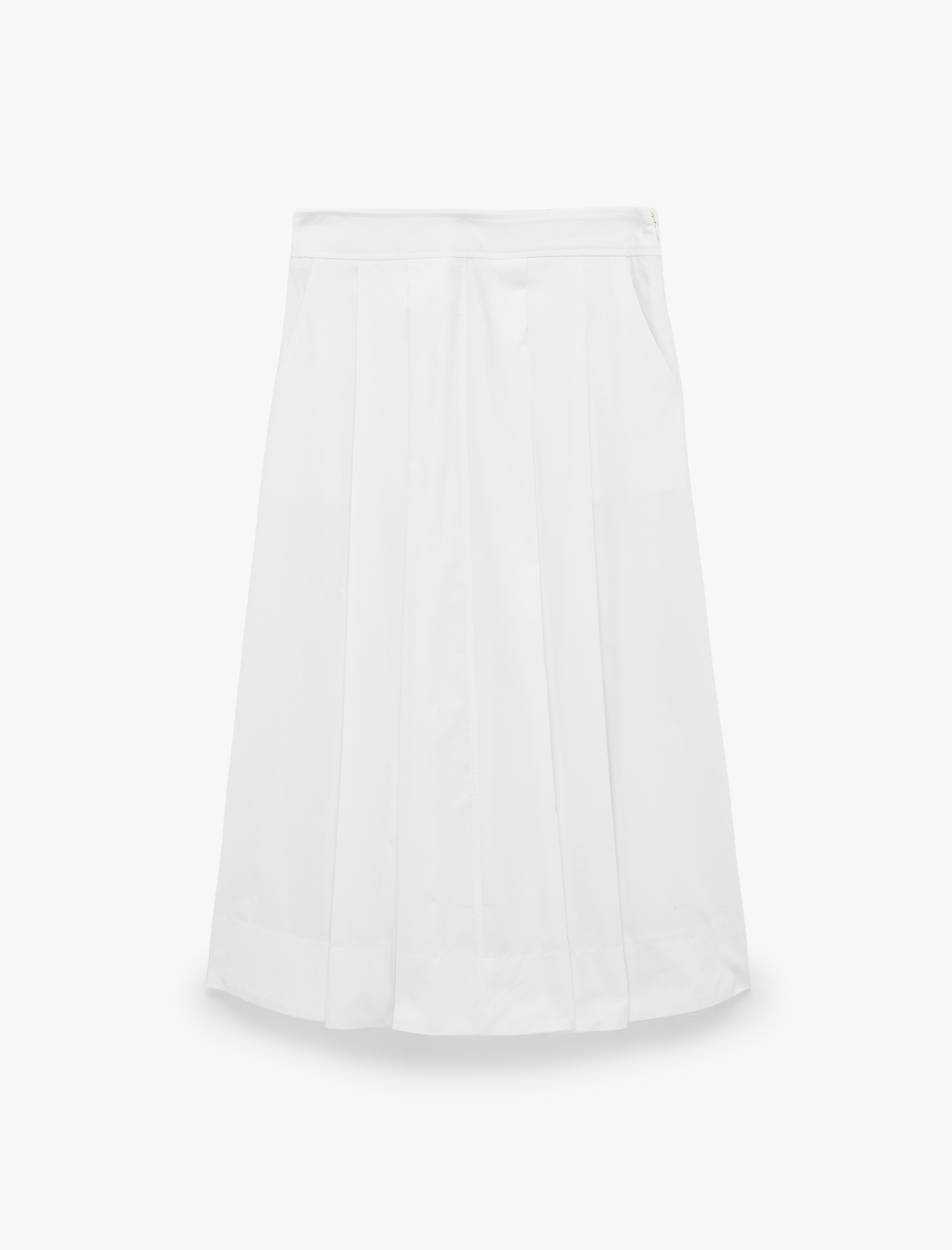   Pamuklu Pileli Poplin Midi Kloş Etek