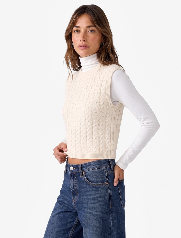  Kolsuz Bisiklet Yaka Saç Örgü Crop Süveter