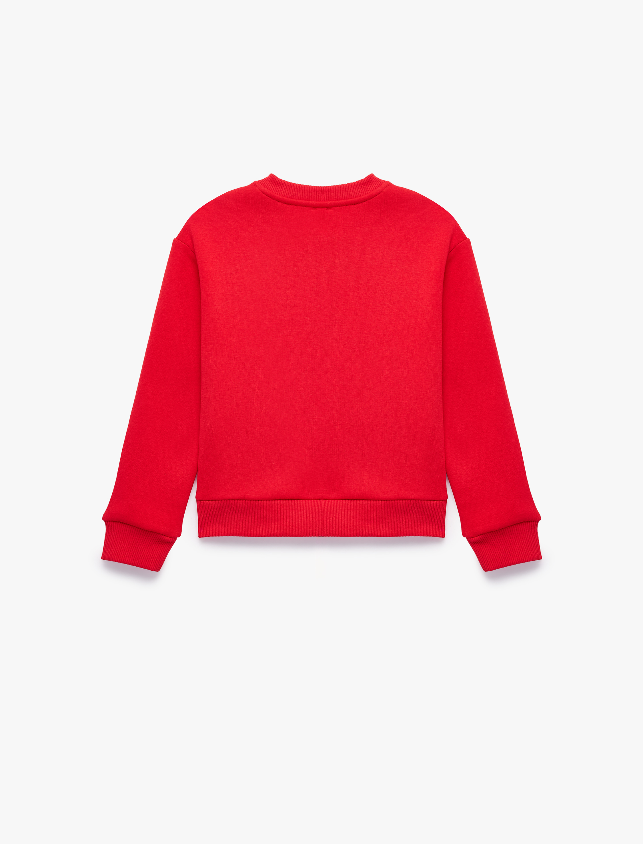 Kız Çocuk Fiyonklu Uzun Kollu Bisiklet Yaka Pamuklu Şardonlu Sweatshirt