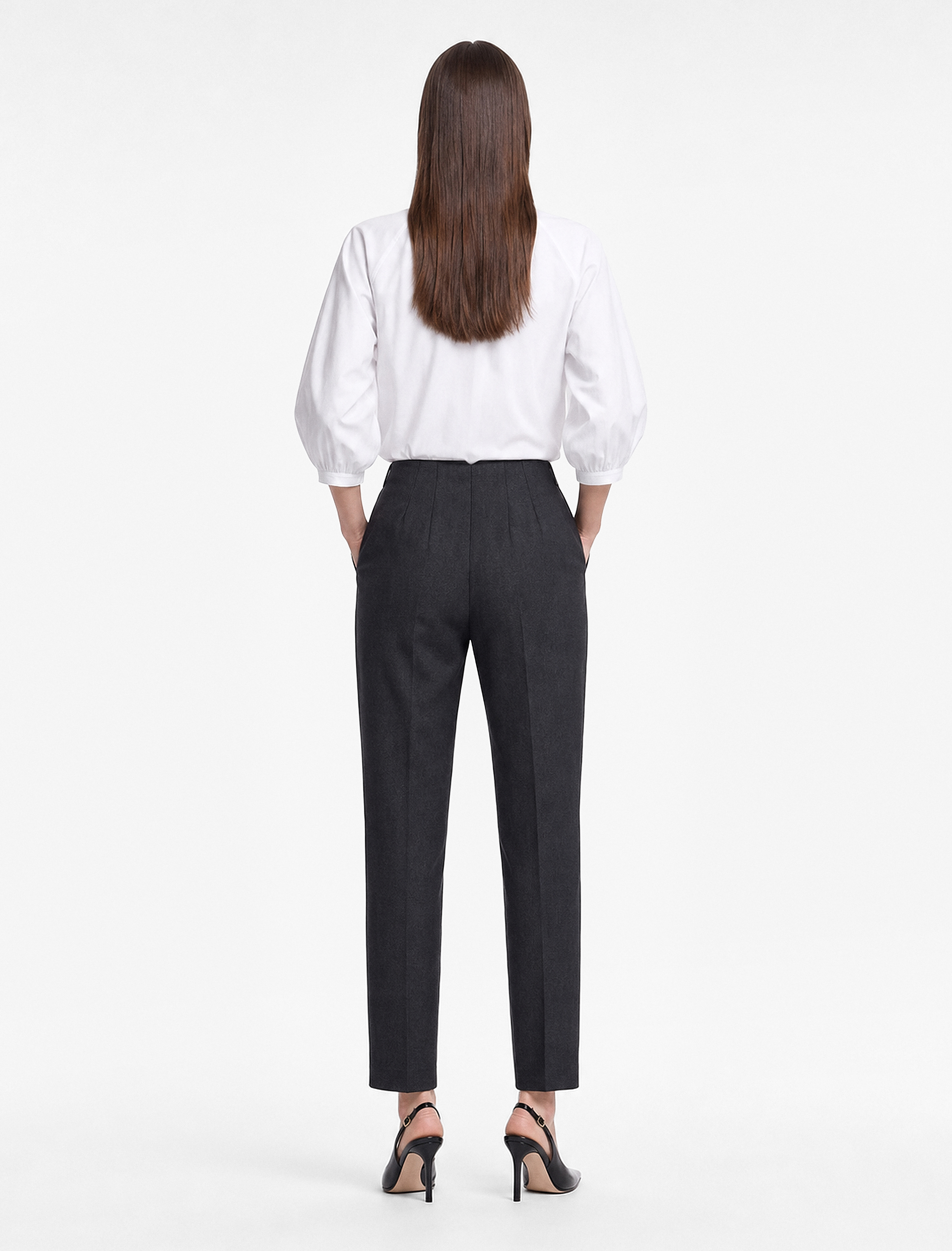   Slim Fit Düz Kısa Paça Viskon Karışımlı Cigarette Pantolon