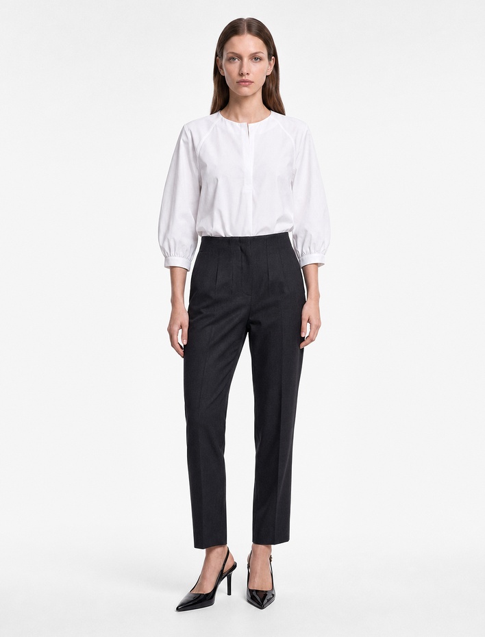  Slim Fit Düz Kısa Paça Viskon Karışımlı Cigarette Pantolon