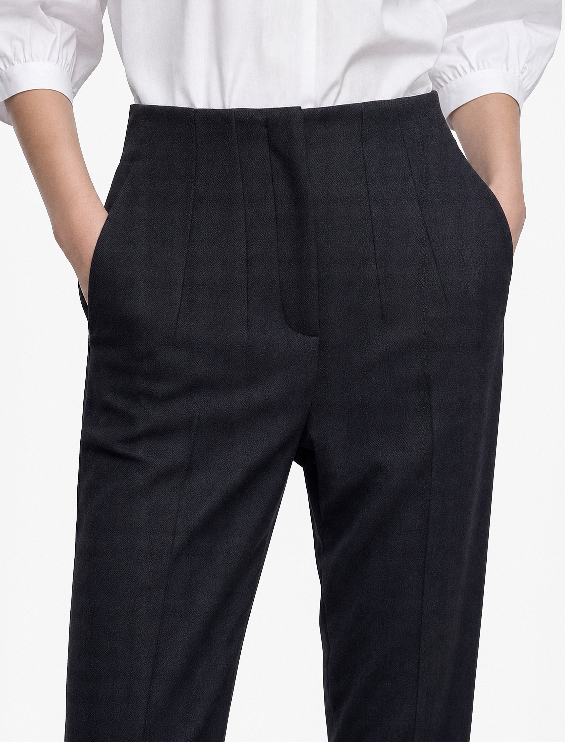   Slim Fit Düz Kısa Paça Viskon Karışımlı Cigarette Pantolon