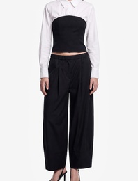 Pamuklu Slim Fit Renk Kontrastlı Uzun Kollu Korse Detaylı Poplin Gömlek