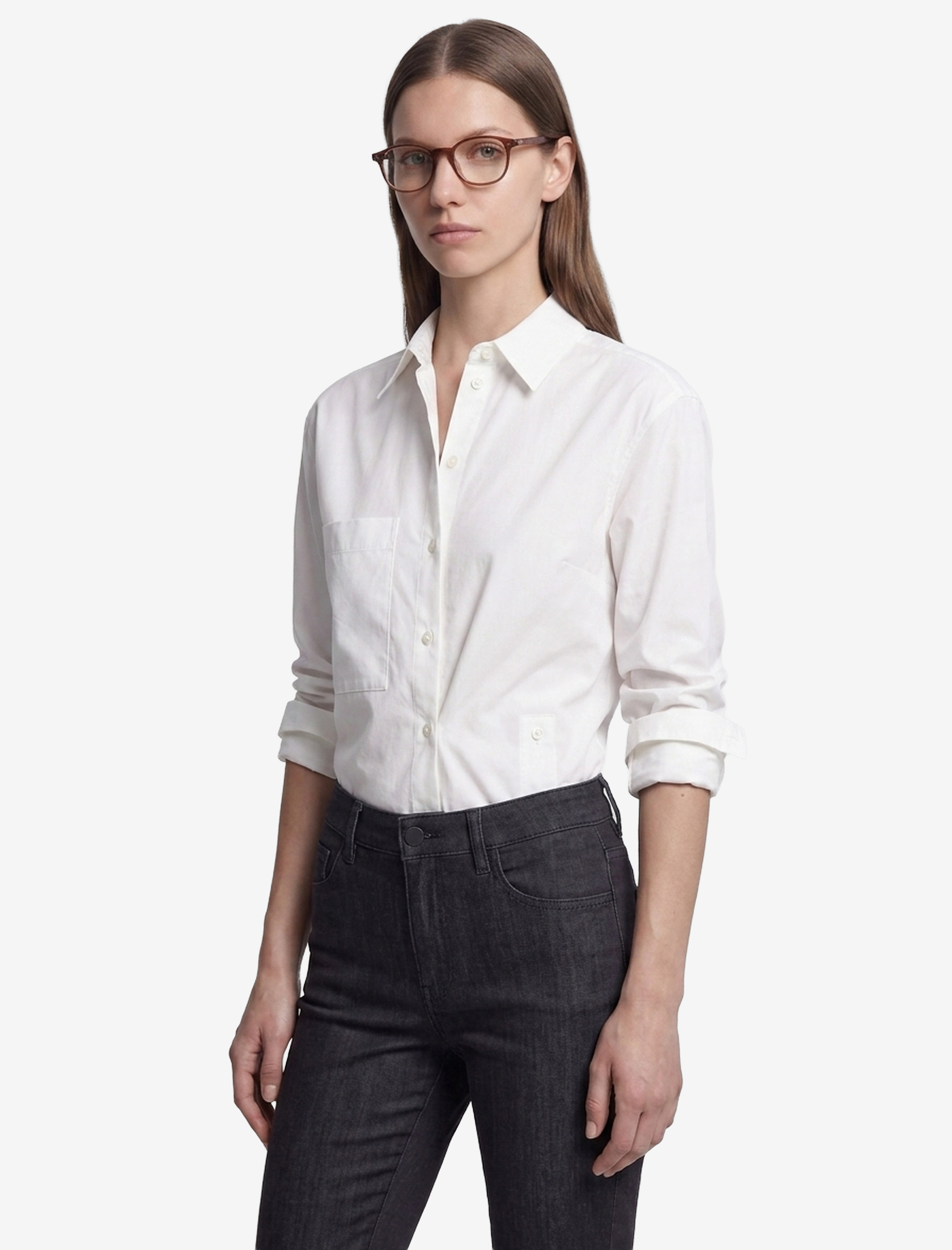   Pamuklu Cepli Uzun Kollu Asimetrik Tasarım Kapama Oversize Poplin Gömlek