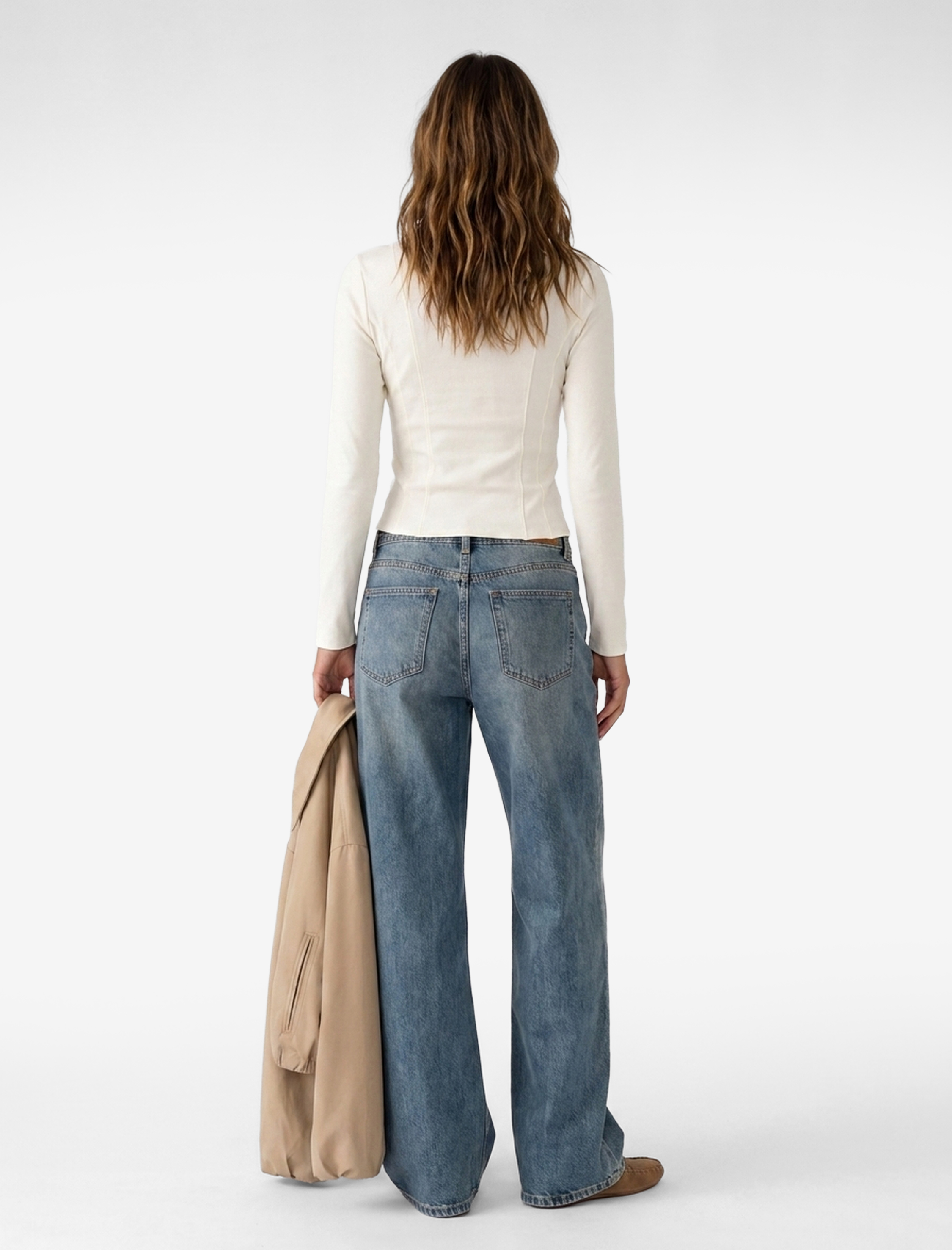   Koyun Yünü Karışımlı Slim Fit Dikiş Detaylı Uzun Kollu Bisiklet Yaka Bluz