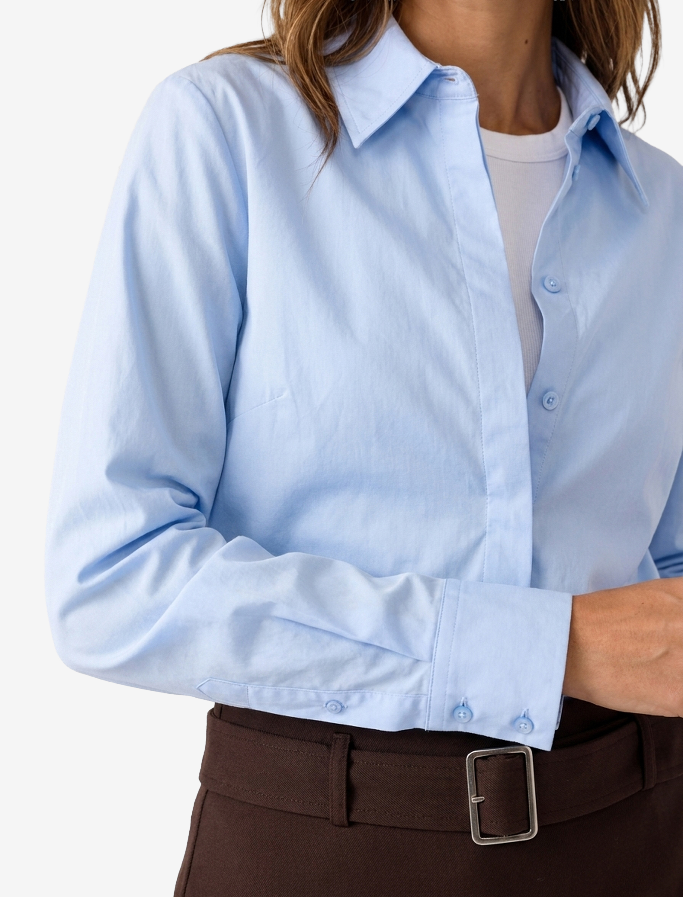   Regular Fit Klasik Yaka Düğmeli Uzun Kollu Poplin Gömlek