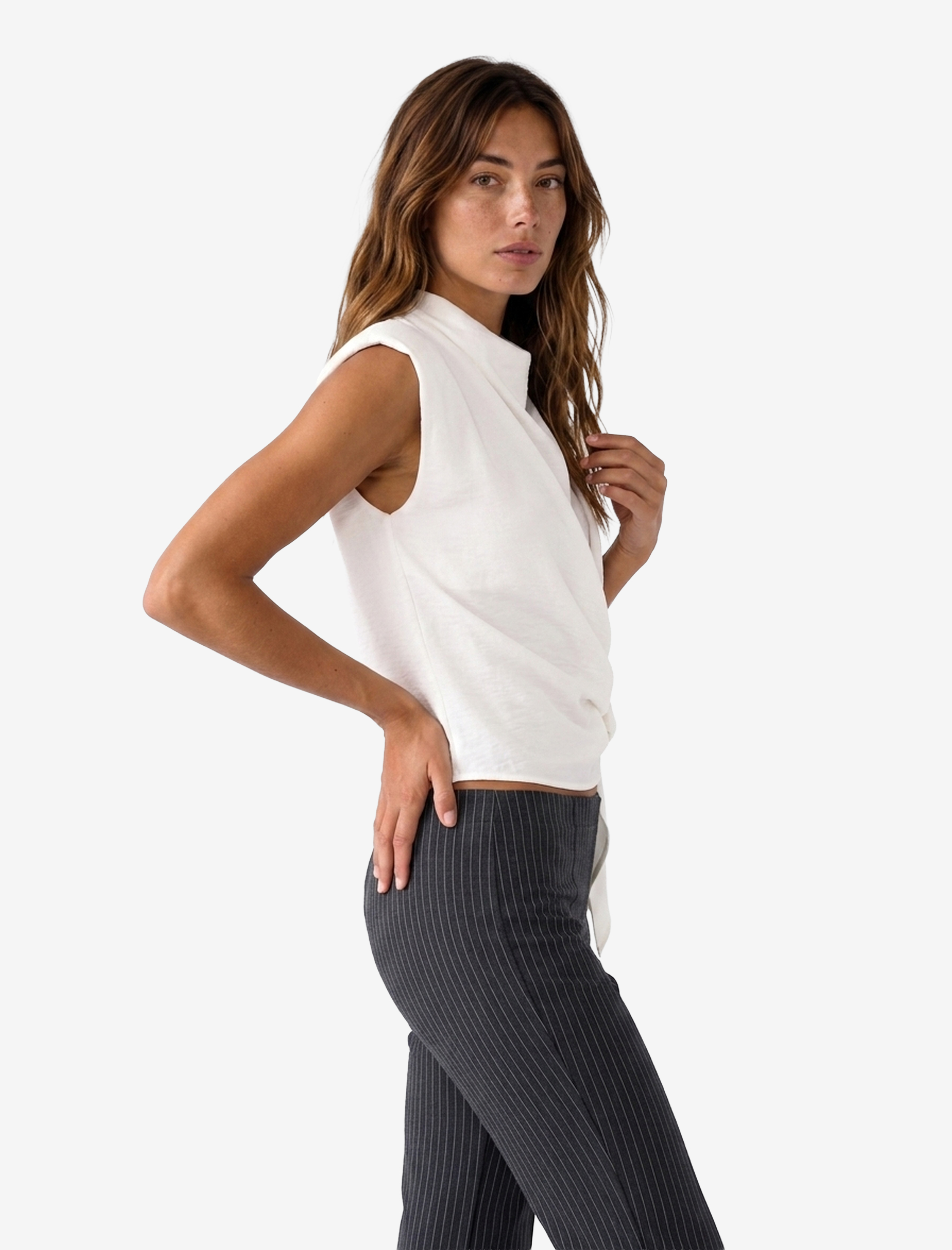   Slim Fit Çizgili İspanyol Paça Pantolon
