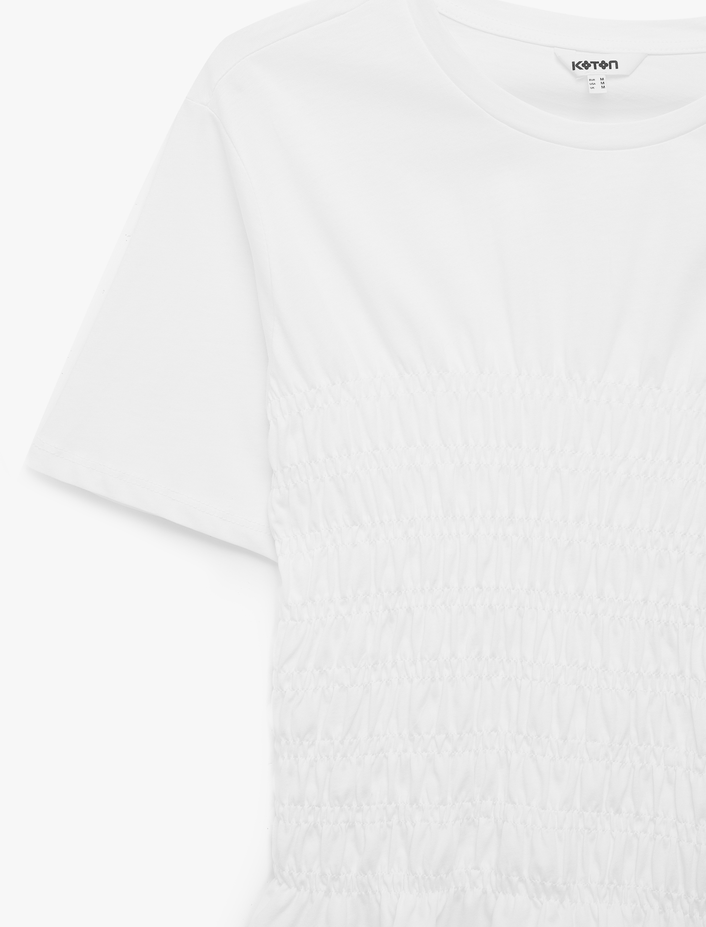   Pamuklu Slim Fit Bisiklet Yaka Kısa Kollu Bel Vurgulu Büzgülü Tişört