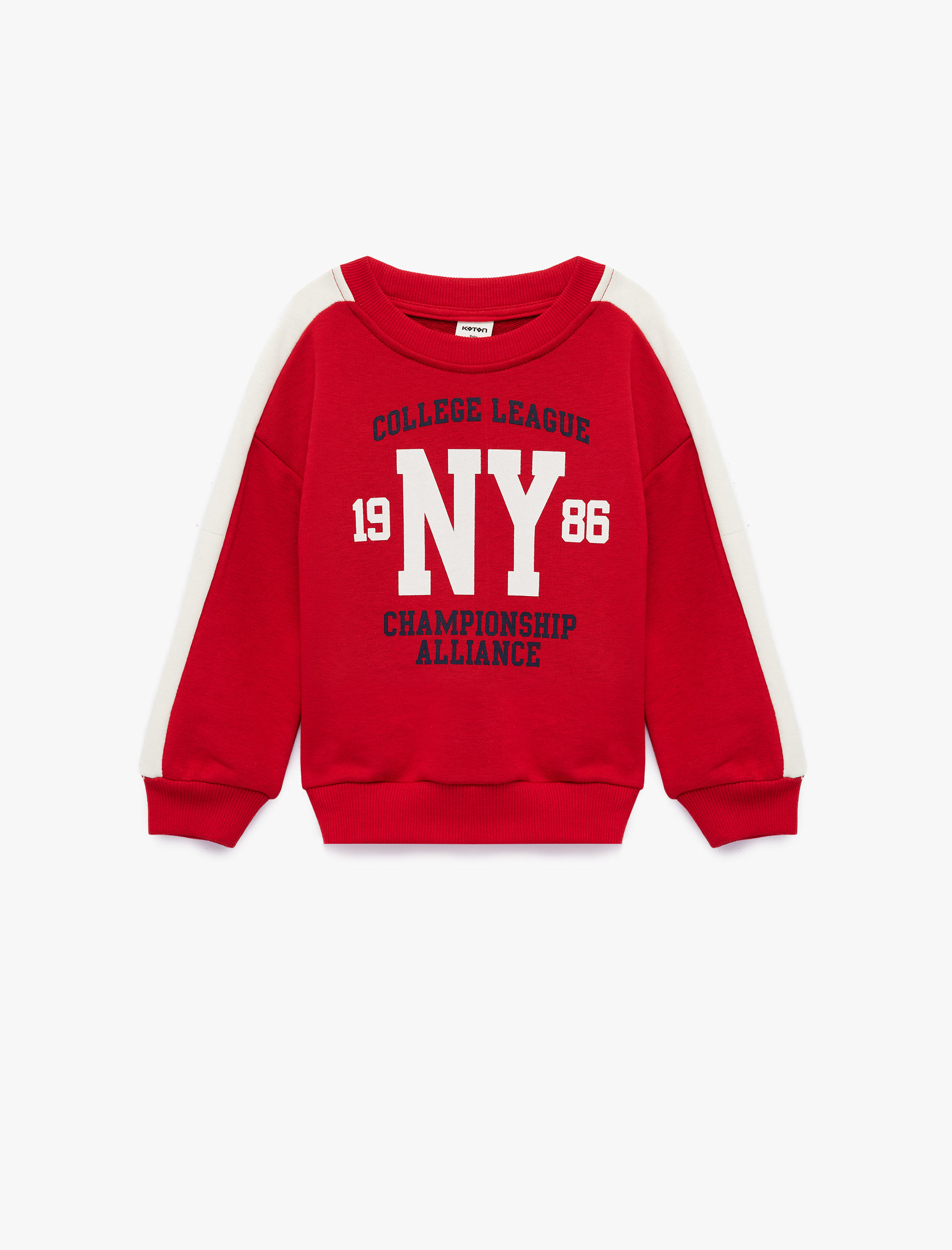  Erkek Bebek Pamuklu Uzun Kollu Bisiklet Yaka Baskılı Sweatshirt