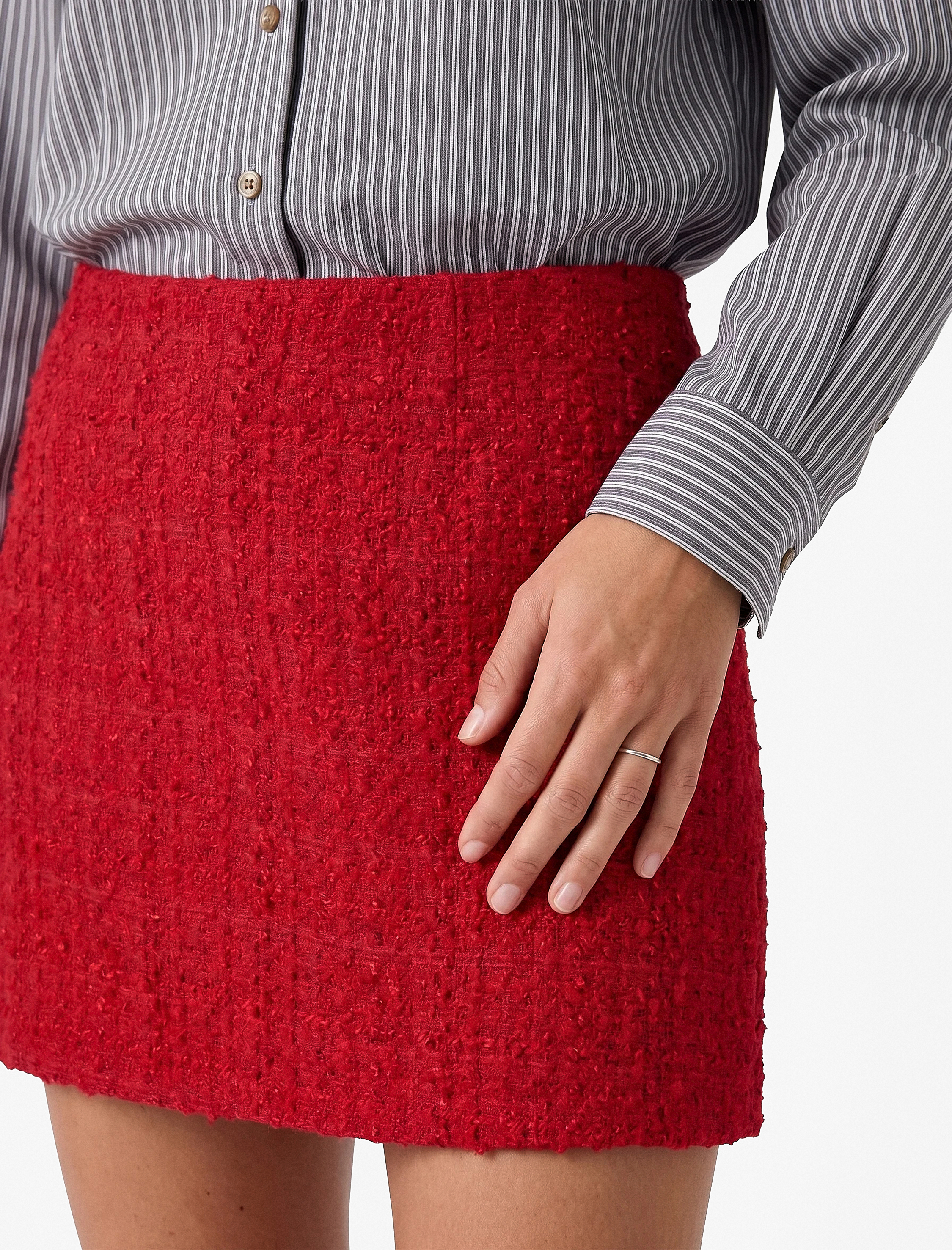   Slim Fit A Kesim Tüvit Mini Etek