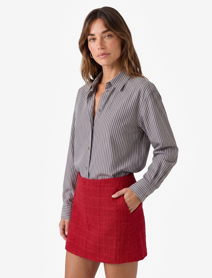  Slim Fit A Kesim Tüvit Mini Etek