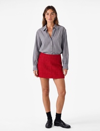 Slim Fit A Kesim Tüvit Mini Etek